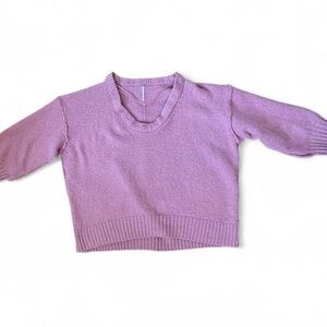 Free People Pink Oversized Cotton Blend Knit 3/4 Length Sleeve Sweater sz Large